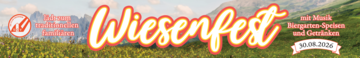 Zeigt eine Bergwiese und den Schriftzug Wiesenfest